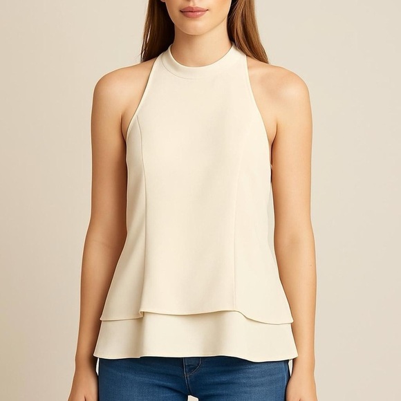 Crosby by Mollie Burch Cream Peplum Top | Size S | Chic & Flowy - Picture 1 of 7